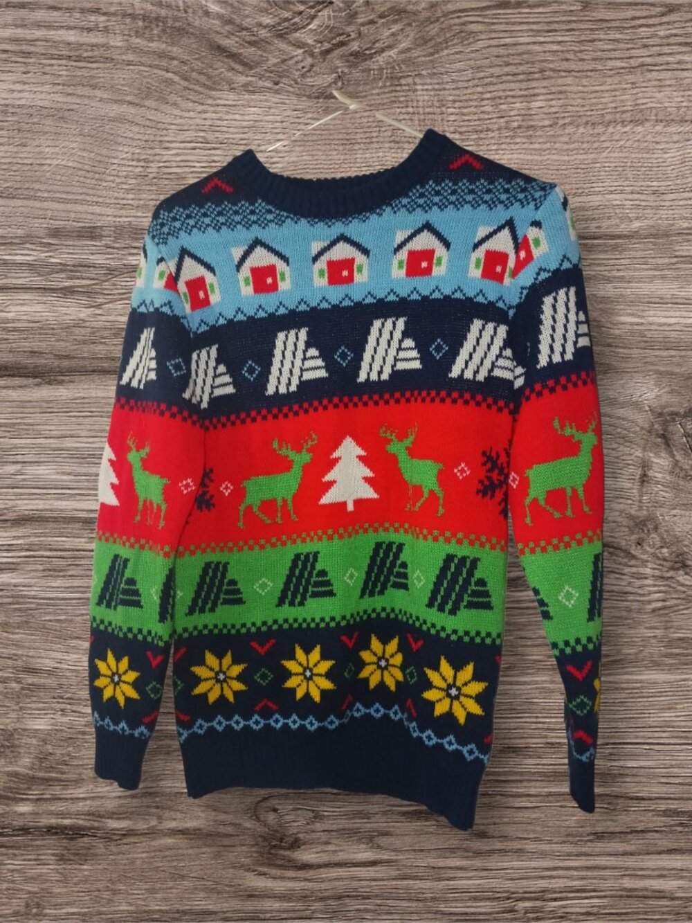 Aldi Gear Fair Isle Christmas Sweater Size XS Reindeer Cabin Winter Holiday